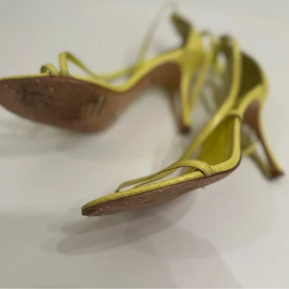 Alice and Olivia Neon Yellow Strappy Heels in Neon Yellow.|Green In Size 8.5 - Picture 10 of 11